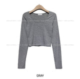[1+1] Slim Silhouette Basic U-neck Long-sleeved