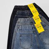 Pin Tuck Banding Casual Long Wide Washing Denim Pants