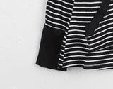 Mihoo Vintage Stripe Button Pocket Long Sleeve T-Shirt