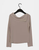 [MADE] Enze Vintage Antique Button Off Shoulder Long Sleeve T-Shirt