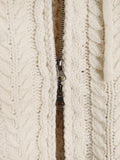 Cable Two-Way Knit Hooded Zip-Up