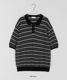 [unisex] Sentez Stripe Boucle Over Short Sleeve Knit