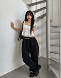 Mary's ribbon shirring crop blouse