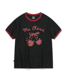 Cherry Cats CROP Ringer Tee
