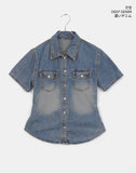 Curb side pocket washed denim shirt
