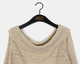 Shume Punching Openwork String Off-Shoulder Knit