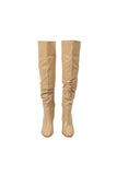 wrinkle knee high long boots