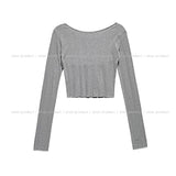 Leaf punching snap button crop cardigan