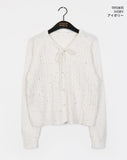 Come Bokashi Pearl Ribbon Knit Cardigan