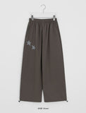[BAONHAUS] Corylin Star Patch Banding Wide Pants