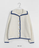 Kiken color matching line collar toggle cardigan