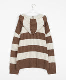 [unisex] Araki Stripe Cable Hood Warmer Knit