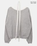 [Muffler SET] Mavin Lip Neck Color Matching One Off Shoulder Wool Long Sleeve Knit