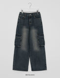 [unisex] Cocoru Washing Cargo Wide Denim Pants