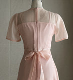 Rubian Short Sleeve See-Through Flare One Piece