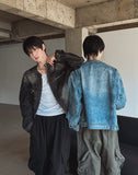 Motorick cut-out patch biker denim jacket