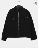 Enjet zipper pocket oversized fit boxy denim zip-up jacket