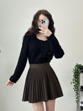 Pleated Wool Mini Skirt