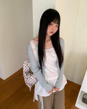 Dove See-through V-neck Two-Way Button Cardigan