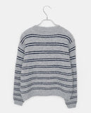 Minun Stripe Color Matching Knit Long Sleeve Cardigan