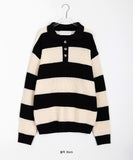 [unisex] Nelfn stripe collar over knit