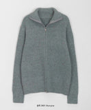 Loven two-way mix knit zip-up cardigan