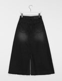 Kakuna Cutting Washed Denim Long Skirt