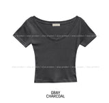[U-BASIC] Soft cotton V-neck cropped T-shirt