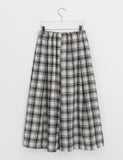 Celine Pintuck Cotton Check Banding Long Skirt
