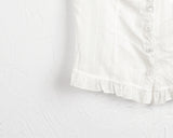 Lehman lace button off-shoulder sleeveless blouse