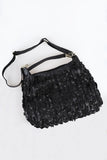 Flower patch leather shoulder bag