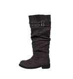 Double eyelet suede long boots