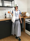 EMBO CHECK LONG SKIRT