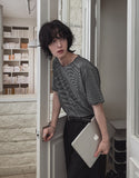 [LANARCH] Stripe U-Neck Short Sleeve T-Shirt