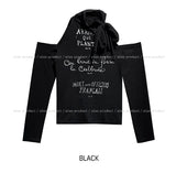 Mood Scarf Lettering Slit Long Sleeve