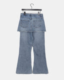 Kirit Pocket Bootcut Washed Denim Skirt Pants