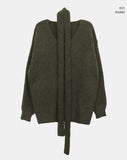 [Muffler SET] Dori Muffler Loose V-Neck Knit