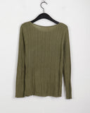 rohill button slit ribbed see-through long-sleeved knitwear