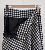 Balieu check flare long skirt