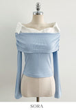 Bella Shirt Color Matching Layered Off-Shoulder T-shirt
