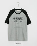 Ruhaku Lettering Color Matching Raglan Over Short Sleeve Tee