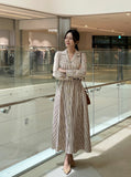Drian Striped Collar Shirt Long Dress (BeltSet)