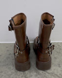 Fournette Western Chain Belt Leather Ankle Middle Boots