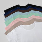 Relaxed round neck cooling summer short sleeve crop T-shirt