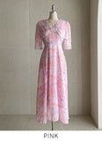 Teilrin Chiffon Shirred Long One Piece