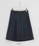 Mudori Wool Check Banding Midi Skirt