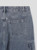 Two-line washing cargo denim pants
