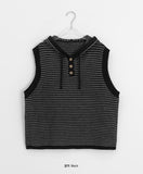 Deranki Stripe Over Hood Knit Vest