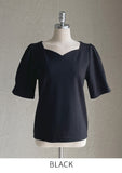 Romance Heart Neck Short Sleeve Puff T-Shirt