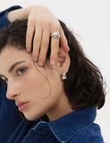 Champagne Full Moon Silver Wide Ring
